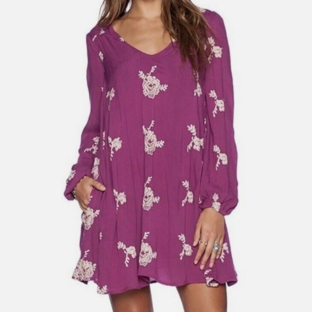 Free People Emma Floral Embroidered Dress size Large